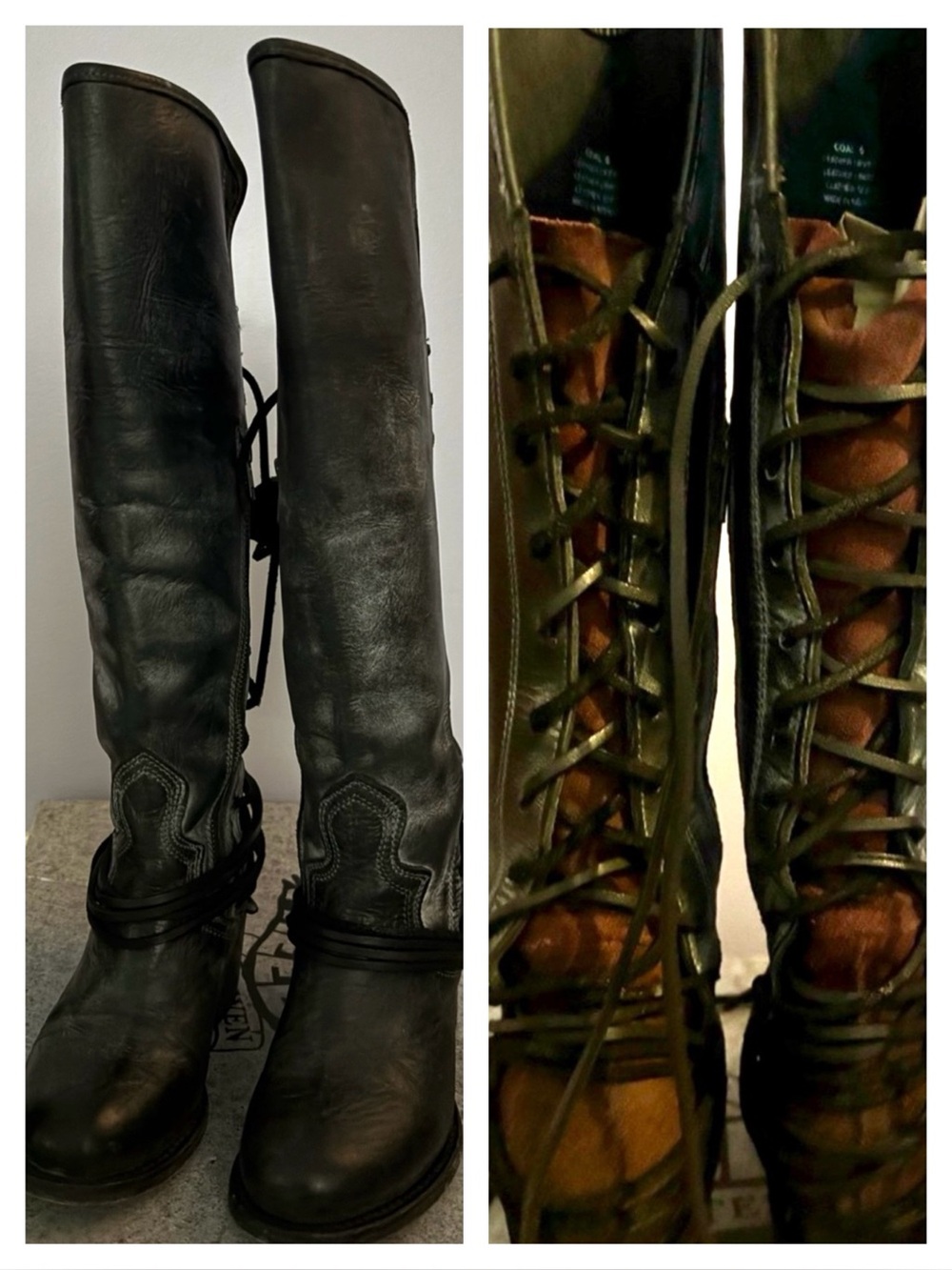FreeBird by Steven- COAL style size 5 - Tall Lace-Up Back Riding Boots - Black